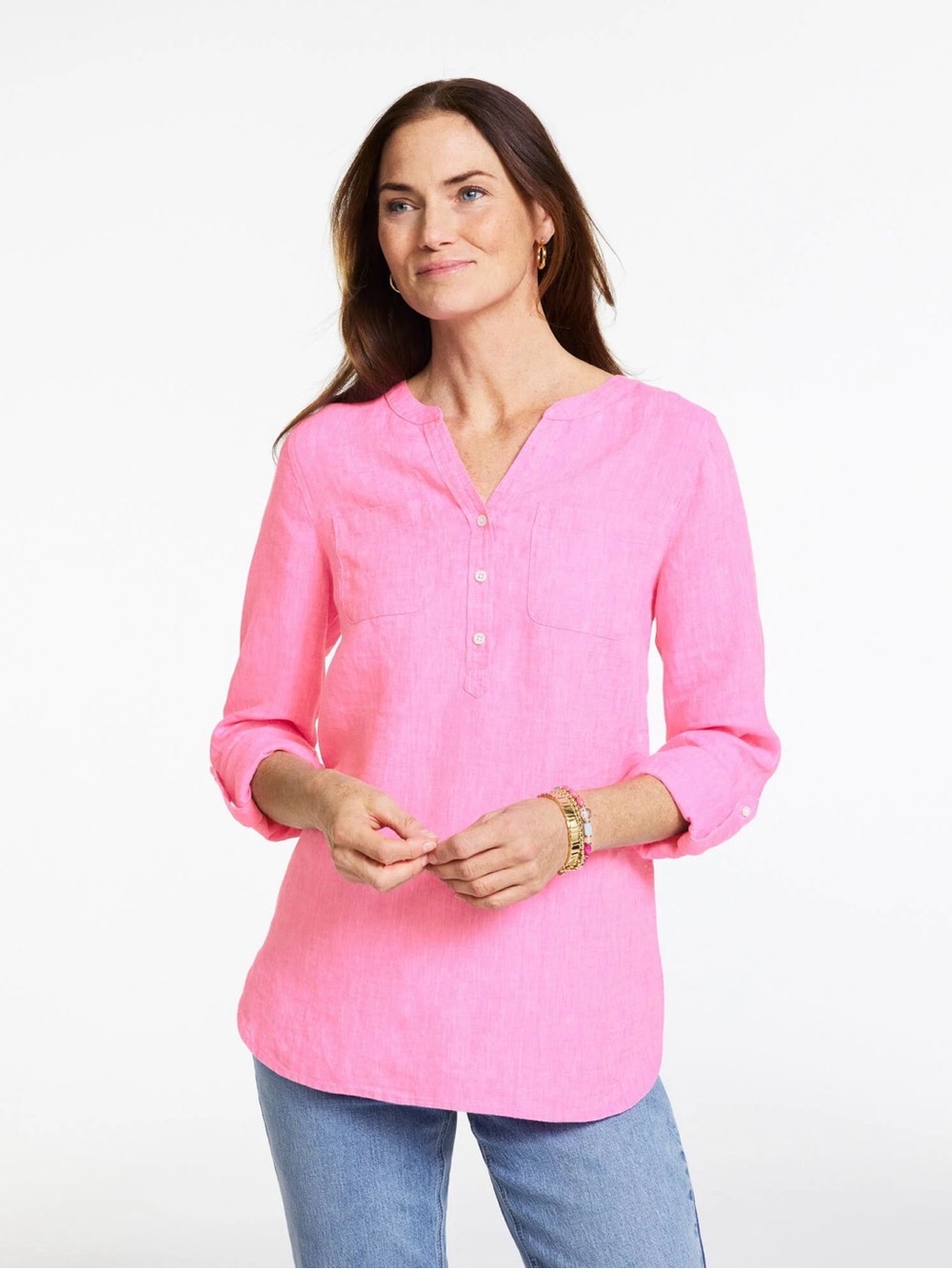 Talbots Lavender Linen Camp Shirt
